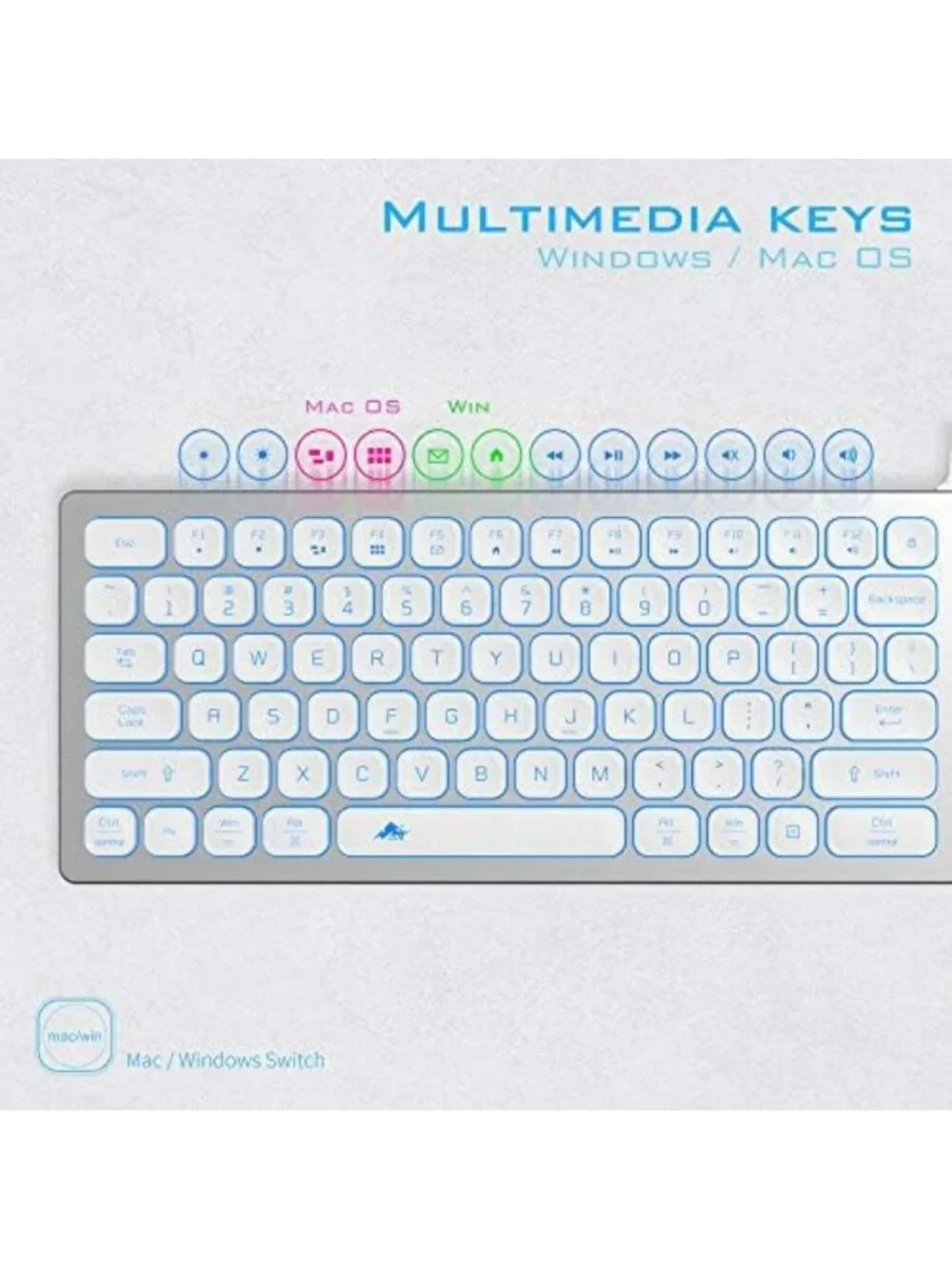 Sleek Backlit Wired Keyboard for Mac & PC - Slim Chiclet Design, RGB Lighting